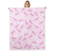 Generic Coperta matrimoniale soffice con fiocco in sherpa, rosa, kawaii e | Morbida coperta in pile con un delizioso fiocco da principessa e un grazioso nodo a farfalla, perfetta per il letto, il