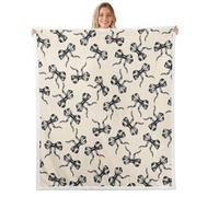Generic Coperta soffice in sherpa con grazioso fiocco nero, 76x102 cm, per | Deliziosa e adorabile coperta in pile con fiocco kawaii, perfetta per bambini, ragazze e donne, soffice e accogliente per il