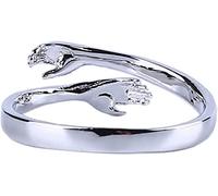Generic Coppia Abbraccio Anello In Argento Sterling Abbraccio Anello Aperto per Coppia Donne Ragazze Gioielli Regalo di Nozze Design attraente