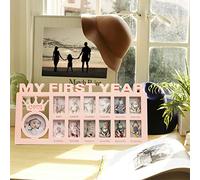 Generic Cornice Portafoto Fai da Te “Il Mio Primo anno” per la Crescita del Tuo Bambino, Cornice Portafoto di Alta qualità, Plastica Bianca, Perfetta per i neopapà, 4 X 6 Cm (PINK)