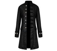 Generic Costume di Halloween da uomo, lungo, stile steampunk, gotico, giacca coloniale, vintage, medievale, gotico, costume da tailcoat per Halloween Hombre, nero (nero, M)