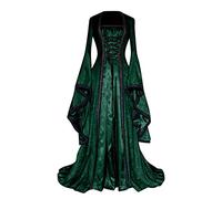 Generic Costume Medievale Rinascimentale da Donna Velluto Irlandese Strega Gotico Abito di Halloween, Perfetto per Halloween o Eventi in Maschera, Taglia S (UK 8-10), Verde, Donna Adulta, Costume