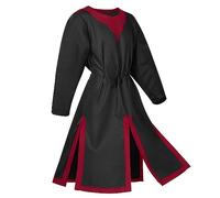Generic Costumi di Halloween da uomo, costume medievale rinascimentale templare, tunica vichinga cavaliere pirata vintage guerriero LARP top Trajes de Halloween Para Hombres (nero, S)