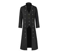 Generic Costumi di Halloween da uomo, gotico, steampunk, giacca vintage medievale rinascimentale, cappotto in costume per feste di Halloween, para adulto Hombre, nero (nero, XXL)