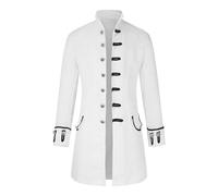 Generic Costumi di Halloween da uomo, lungo, steampunk, gotico, giacca coloniale, vintage, medievale, gotico, costume da tailcoat de hombre per Halloween (bianco, L)