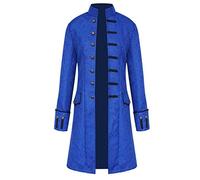 Generic Costumi di Halloween da uomo, lungo, stile steampunk, gotico, giacca coloniale, vintage, medievale, gotico, costume da frac per Halloween (blu, S)