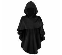 Generic Costumi di Halloween da uomo, mantello medievale con cappuccio, scialle apocalittico, rinascimentale, cosplay, mantello vintage con cappuccio, poncho para ombre, Halloween (nero, taglia unica)