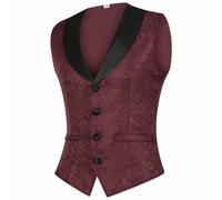 Generic Costumi di Halloween Per Gli Uomini Vestito Medievale Gilet Steampunk Gilet Senza Maniche 4 Bottoni Retrò Partito Performance Outfits, vino, XXL