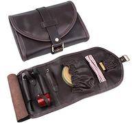 generic Creative Sigaretta Caso Genuine Leather Smoke Bag - Portatile Smoke Smoke Pipe Pouch Bag - Organizzare Pipe Tool Lighter Holder Tasca per 2 Tubi/Nero/22,0 Cm*15,0 Cm*6,0 cm