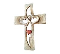 Generic Croce in Legno Intagliato con Cuori Intrecciati da Parete, Decorazioni per la Casa, Crocifisso in Piedi, Chiesa, Regalo Religioso, Piccola Croce da Parete