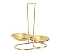 Generic Cucchiaio in Acciaio Inossidabile Poggiatesta, Portafoglio Porta Cucchiaio Utensili da per la Zuppa Verticale a Mestolo per il Ristorante per la Casa (Dorato con 2 piastre)