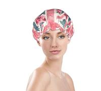Generic Cuffia da doccia con stampa con bandiera britannica, impermeabile, riutilizzabile, per capelli da donna, cappello da doccia elastico a doppio strato, protezione per capelli