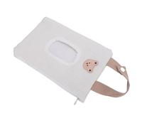 Generic Custodia da Viaggio per Salviette per Neonati Portatile con Cerniera Simpatico Ricamo Comodo Sacchetto Dispenser per attività All'aperto Tessuto di Cotone 15 X 23 Cm (orso bianco)
