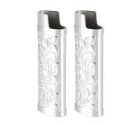 Generic Custodia per Accendino in Lega di Zinco Custodia Protettiva Stile Vintage 2 Pezzi per Escursionismo in Campeggio All'aperto (SILVER)