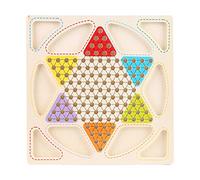 Generic Dama Cinese Colorata in Legno Migliora la Coordinazione Occhio-mano del Bambino Scacchi Fluidi in Aereo per L'interazione Genitore-figlio e lo Sviluppo delle abilità Sociali