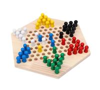 Generic Dama Cinese Gioco da Tavolo, Dama Cinese Esagonale in Legno Realizzata a Mano in Formato da Viaggio Portatile, Classico Gioco di Allenamento di Logica con 6 Pioli Colorati per Adulti Anziani