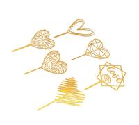Generic Decorazioni per Topper per Torta con Cuore Dorato, Set da 6, Robuste e Riutilizzabili, per Feste di Compleanno, Cupcake, Matrimoni, Anniversari