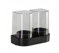 Generic Dispenser da Parete Doppio Distributore Porta Bicchieri Organizzatore con Struttura Compatta Adatto per Cucina Ufficio Reception, Nero Ossidiana, Montaggio A Parete