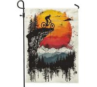 generic Divertente bandiera autunnale da giardino con bicicletta, 30,5 x 45,7 cm, double face, decorativa per esterni, in tela, per esterni, piccola bandiera per cortile e prato