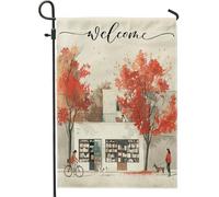 generic Divertente bandiera autunnale da giardino con bicicletta 30,5 x 45,7 cm, double face, decorativa per esterni, libreria autunnale, bandiera per casa, scena all'aperto, piccola bandiera per