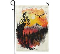generic Divertente bandiera autunnale da giardino con bicicletta, 30,5 x 45,7 cm, per esterni, autunnale, mountain ride standard, bandiere verticali per la casa, scena, cortile, cortile, prato