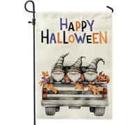 generic Divertente bandiera da giardino con gnomo per le vacanze, 30,5 x 45,7 cm, per esterni, per auto, zucca, standard, verticale, in lino, per casa, cortile, cortile, prato, decorazione per esterni