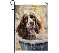 generic Divertente bandiera da giardino Springer Spaniel, 30,5 x 45,7 cm, per esterni, con simpatico cane con animali domestici, bandiere verticali standard per la casa, per cuccioli di animali