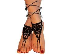 Generic Donne Cotone Maglia Uncinetto Cavigliera Catena Piedi Bracciale Spiaggia Sandalo A Piedi Nudi Gioielli Alla Moda E Alla Moda Bianco Boemia, Small, Cotone