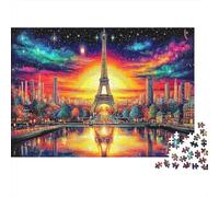 Generic Eiffel Night Torre Eiffel Notte 1000pz Puzzle Relax Antistress Cartone Riciclato Decorazione Parete Regalo Appassionati 70x50cm