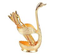 Generic Elegante Porta Cucchiaino da caffè a Forma di Cigno per L'arredamento Dell'ufficio del Bar di Casa, Lega Lucida a Specchio, Perfetto per Feste Ed Eventi (Porta oro con cucchiaio)