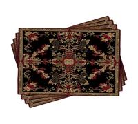 Generic Elegante set di 4 tovagliette autunnali floreali in stile barocco, colore rosso e oro, tovagliette vintage decorative antiscivolo lavabili per le vacanze autunnali, 45,7 x 30,5 cm