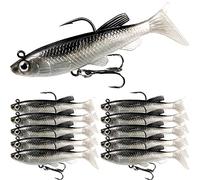 generic Esche da nuoto per pesca alla spigola, morbide esche da pesca Shad Minnow, trota, glaucomi, Crappie (A2-Weedness Pre Rigged Swim Baits-10pcs- 8 cm)