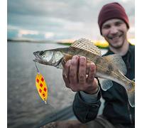 Generic Esche per Trota 3,5 G Lampeggianti per la Pesca Perfetto per Acqua Dolce e Salata Materiale in Ferro Set di Esche Multicolore (Motivo quadrato arancione)