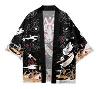 Generic Estate Cartoon Volpe Kimono Stampato Uomo Giapponese Haori Streetwear Cardigan Yukata Cosplay Samurai Streetwear