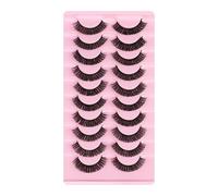 Generic Estensioni Ciglia Voluminose Autoadesive Naturali Spesse Facile Applicazione, 10 Paia Ideali per Principianti, Uso Quotidiano, Fibra Chimica Nera (3)