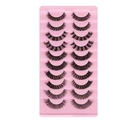 Generic Estensioni Ciglia Voluminose Autoadesive Naturali Spesse Facile Applicazione, 10 Paia Ideali per Principianti, Uso Quotidiano, Fibra Chimica Nera (6)