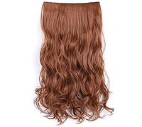 Generic Estensioni per Parrucche Sintetiche Opache Ad Alta Temperatura con 6 Clamp/Holder, Estensioni per Capelli Ricci Lunghi 23,5" per Regali, Resistenti Al Calore (Marrone dorato)
