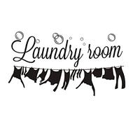 Generic Etichetta Adesivo murale Rimovibile Frase Lavanderia Scritta Decorazioni per la casa Bagno o Parola decorativa Novità PVC Nero