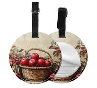 Generic Etichette rotonde per bagagli in pelle sintetica con stampa di mele rosse, etichette identificative con copertura per la privacy, per donne e uomini, valigie, borse da viaggio