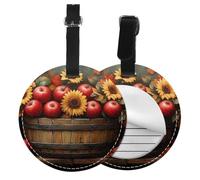 Generic Etichette rotonde per bagagli in pelle sintetica con stampa di mele rosse, etichette identificative con copertura per la privacy, per donne e uomini, valigie, borse da viaggio