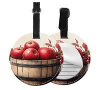 Generic Etichette rotonde per bagagli in pelle sintetica con stampa di mele rosse, etichette identificative con copertura per la privacy, per donne e uomini, valigie, borse da viaggio