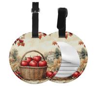 Generic Etichette rotonde per bagagli in pelle sintetica con stampa di mele rosse, etichette identificative con copertura per la privacy, per donne e uomini, valigie, borse da viaggio