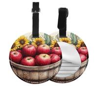 Generic Etichette rotonde per bagagli in pelle sintetica con stampa di mele rosse, etichette identificative con copertura per la privacy, per donne e uomini, valigie, borse da viaggio