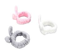 Generic Fasce per il Trucco con Orecchie Coniglio Fasce per la Testa Elastiche e Carine per il Lavaggio del Viso e la Cura della Pelle per Donne e Ragazze, Confezione 3 Pile (3PCS)