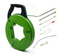 Generic Fiberglass Cable Puller Passacavi Guida Cavi Sonda Tiracavi con Nastro Trecciato Resistente E Impugnatura per Trasporto con Kit di Agganci Adatto per, 4.5mm 50m
