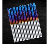 Generic Fine Mulini, Fine Mulino Mulino Set Blu Nano Rivestimento Gambo Singolo a Spirale a Spirale 10pcs Taglierina 3,175 Mm Strumenti di Incisione in Carburo