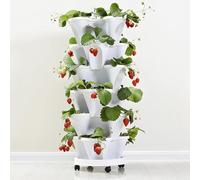Generic Fioriera per fragole, impilabile, verticale, a torre, quartetto, in plastica, per fiori, piante, erbe, supporto da giardino, decorazione per interni ed esterni