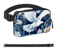 Generic Flower and White Dove-1706 Marsupio da uomo e da donna, marsupio con tracolla regolabile, alla moda, borsa a tracolla ovunque, per viaggi all'aperto, corsa, escursionismo, multicolore,