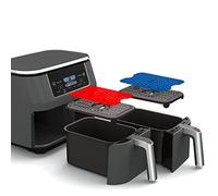 Generic Fodere per Friggitrice Ad Aria Riutilizzabili in Silicone Fodere per Friggitrice Ad Aria a Doppio Cestello Alternative Alla Carta Pergamena con Design Perforato per Friggi (nera)