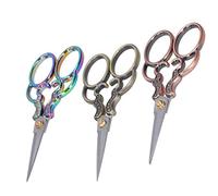 Generic Forbici in Lega di Zinco Stile retrò Trio Strumenti da Cucito Antichi Bronzo + Ottone + Colore Ti per Ricamo e Modellatura delle Sopracciglia